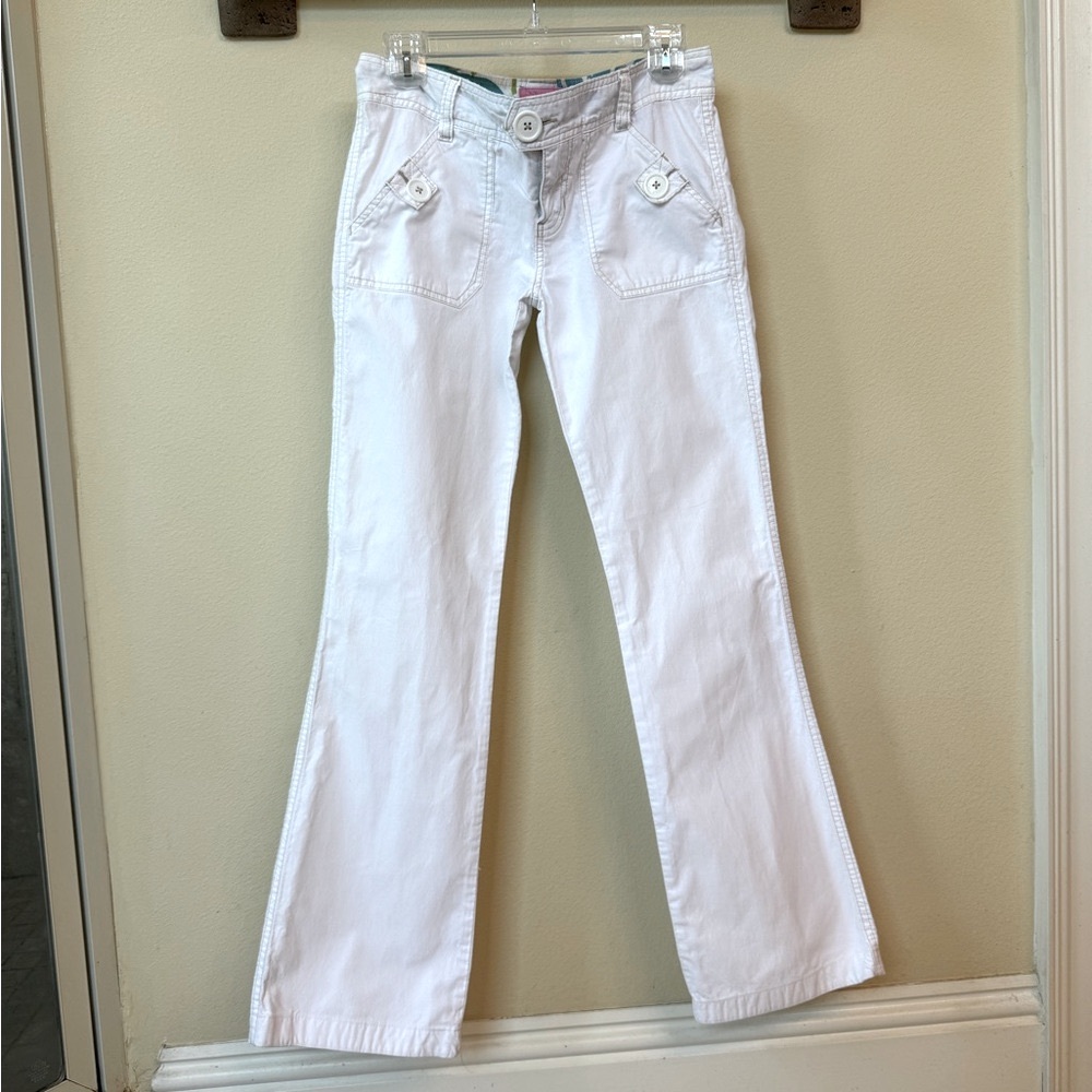Vintage  90s Hollister White Flare jeans with flap pockets